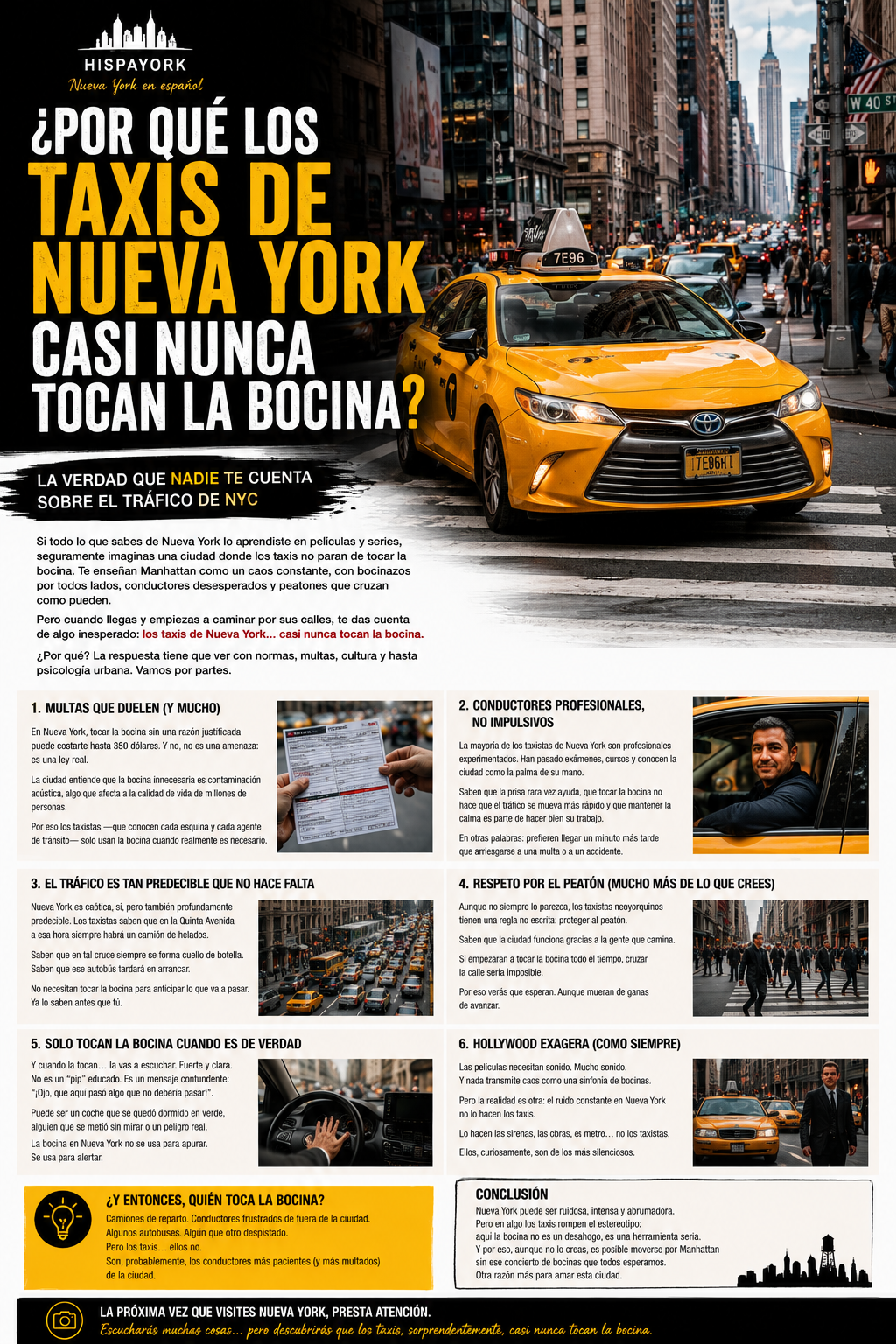 ¿Por qué los taxis de Nueva York casi nunca tocan la bocina?